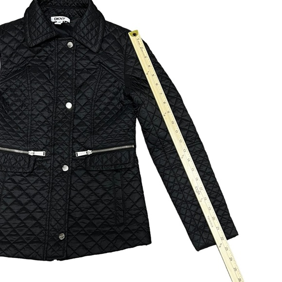 DKNY Y2K Black Quilted Jacket Coat Women’s XS X-Small Light Fitted Hip Length - Picture 11 of 15